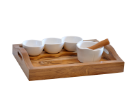 Tray with Mortar, Pastel & Ceramic Bowls